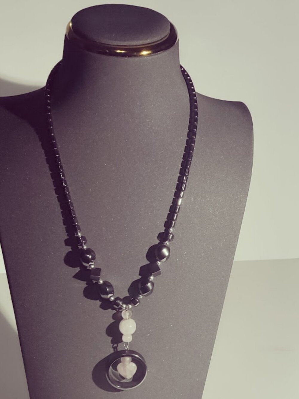 Silver Tone Multi Strand Circle Pendant Necklace